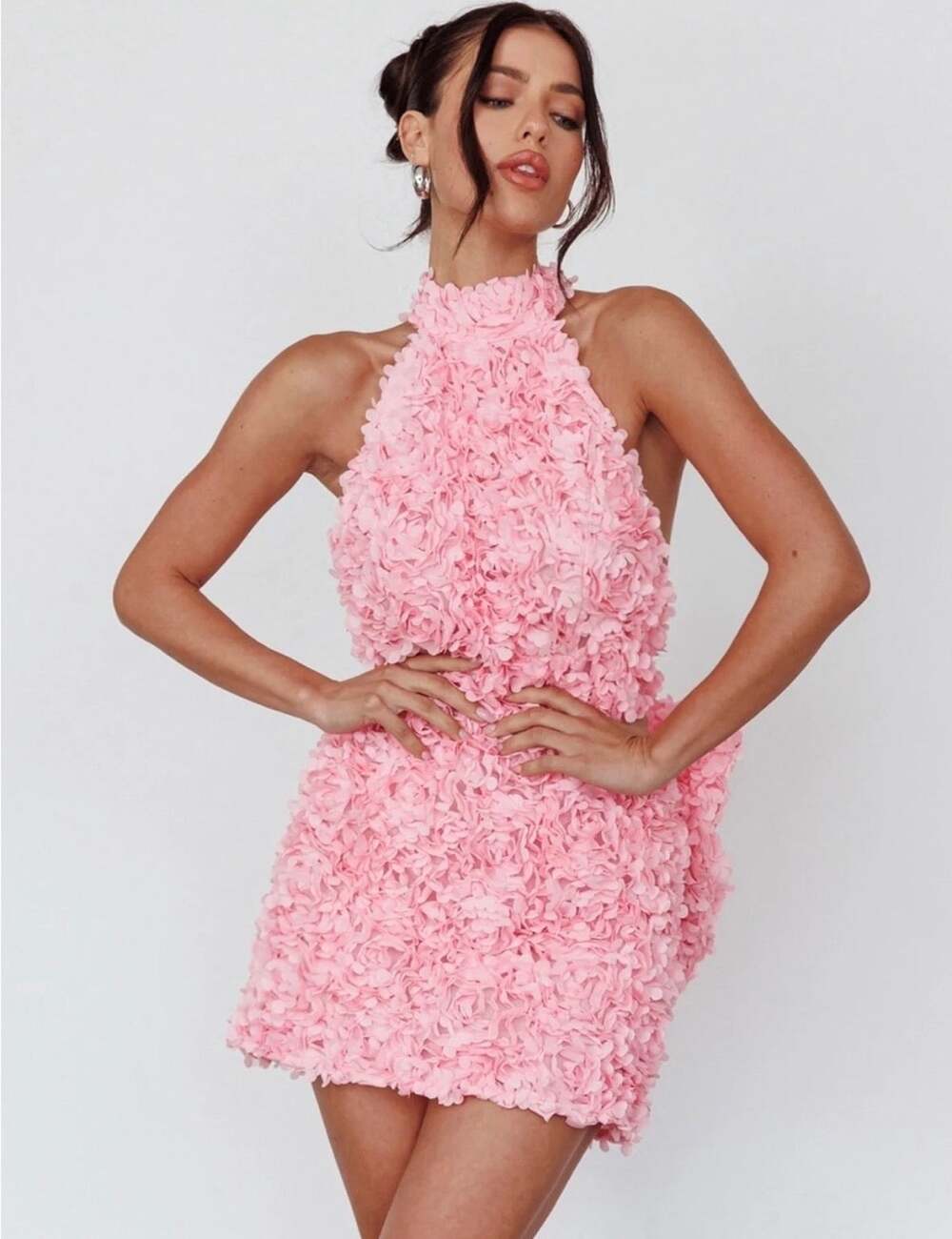 Selfie Leslie Monroe Embellished Bow Mini Dress in pink